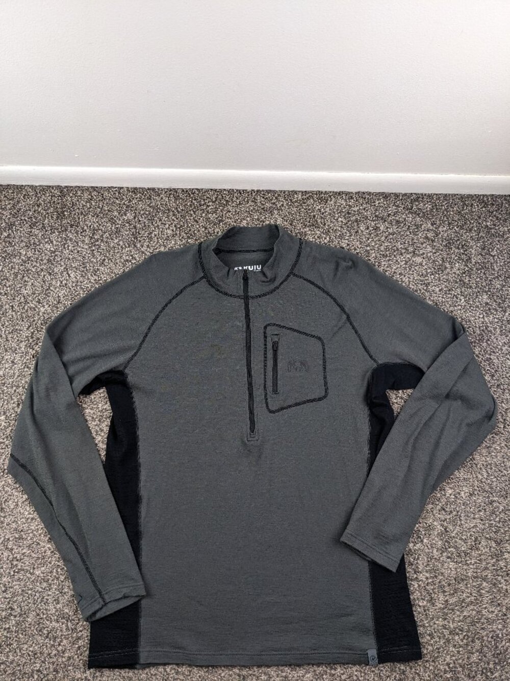KUIU Pullover Ultra 145 Nuyarn Merino Wool 1/4 Zip Hunting Base Layer Mens Large